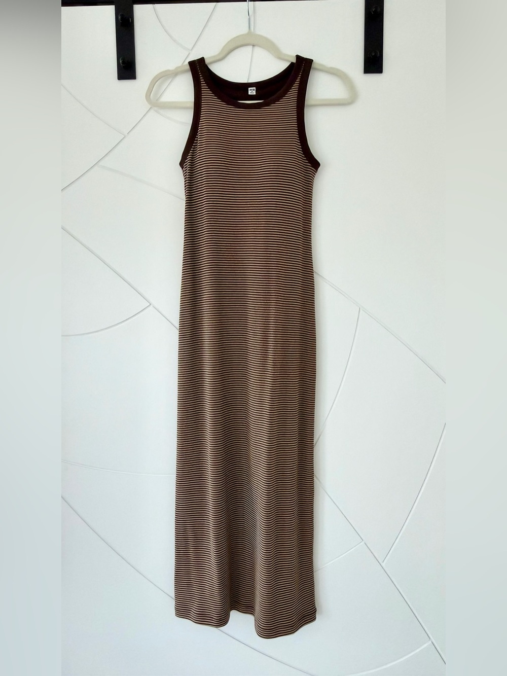 NWOT Uniqlo Brown Striped Ribbed Maxi Dress Sz XSmall
